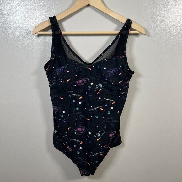 Torrid Galaxy Mesh One Piece Swimsuit Size 0 Large Black Celestial Beach Cruise - Picture 2 of 11